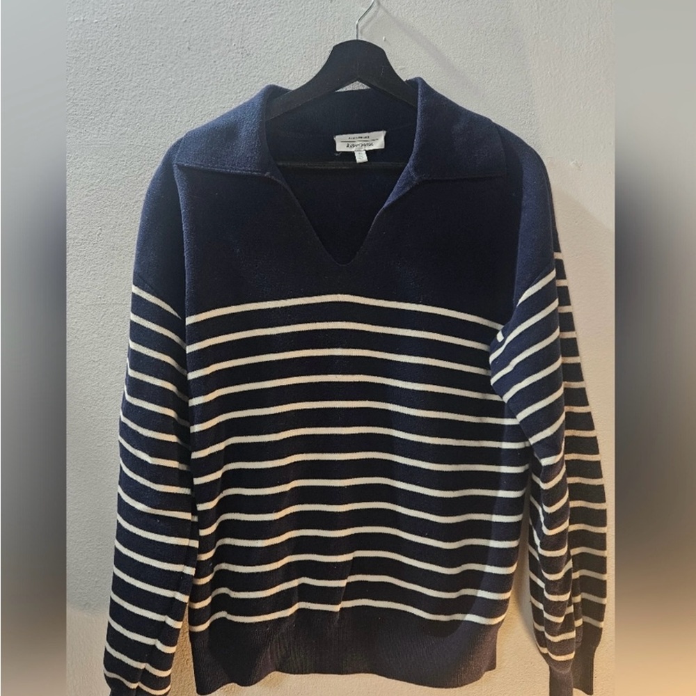 & Other Stories Relaxed Collared Striped Sweater Size M